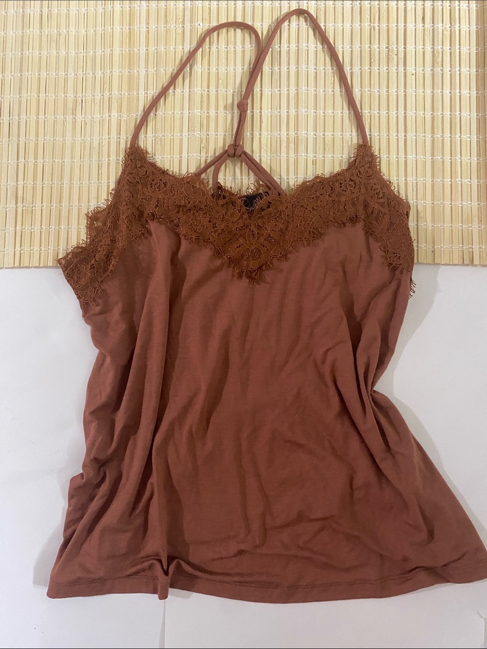 Daytrip Lace-Trim Spaghetti Strap Camisole - Rust Brown
